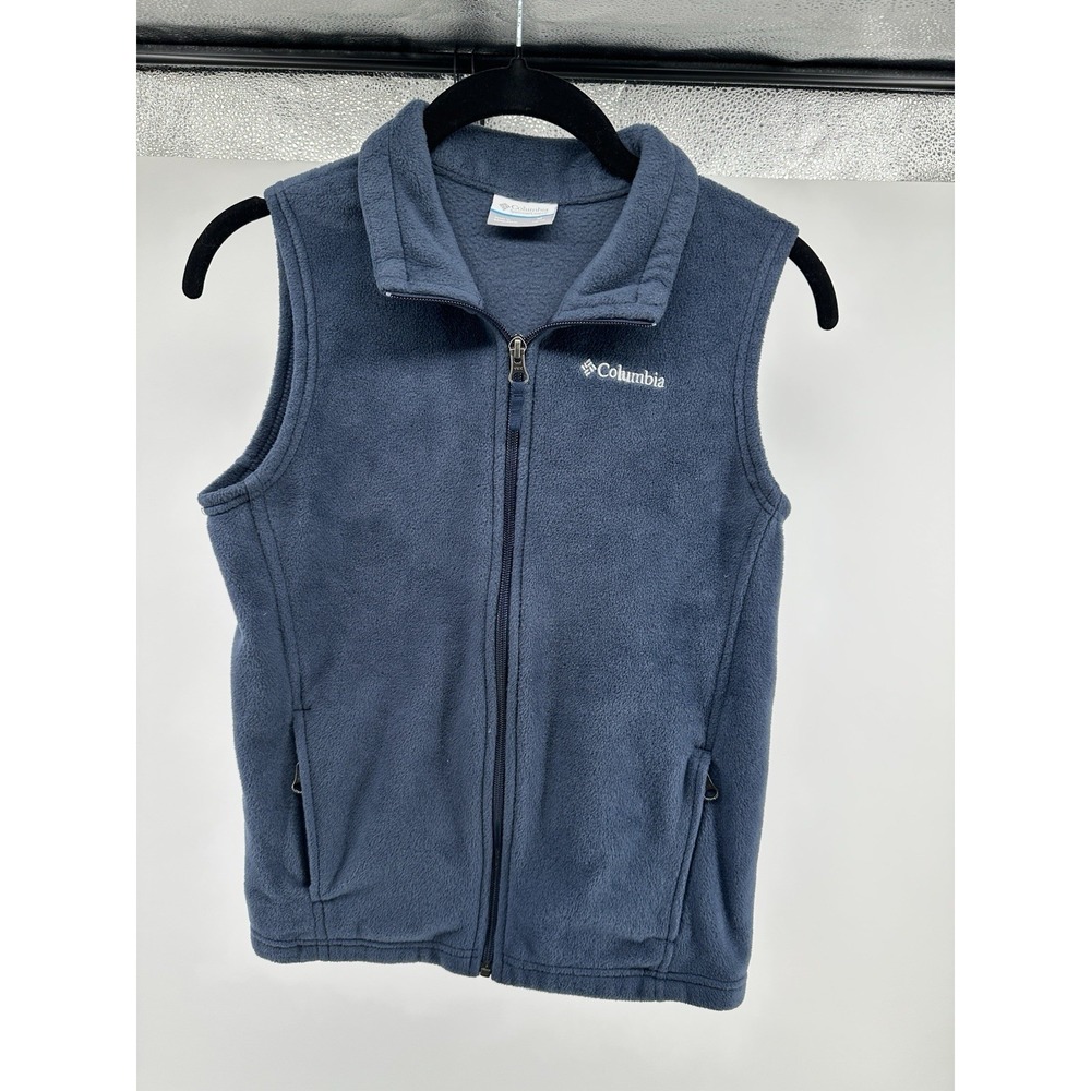 Columbia Vest Youth Boys Medium 10/12 Blue Fleece Full Zip Sleeveless Jacket